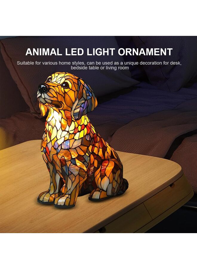 LAMAY Dog Series Art Night Light, Corgi Lamp, Stained Resin Tabletop Night Light, Cute Pet Dog Themed LED Table Lamp, Vintage Animal Home Decor - Image 5